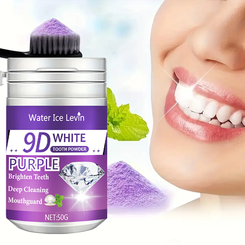 Teeth Whitening Instant - 9D White Purple Toothpowder. Brighten Teeth,