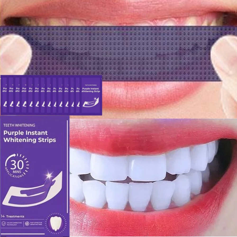 42Pairs V34 Purple Teeth White - огляд і ціна Teeth Whitening Strips Crest