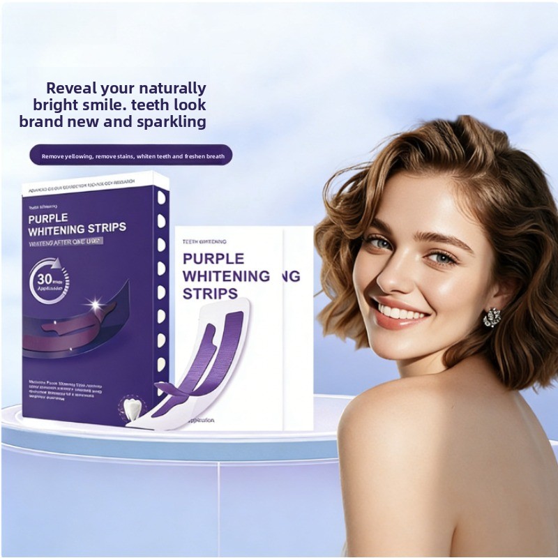 V34 Purple Glowing Dry Tooth S - огляд і ціна Teeth Whitening Strips Crest