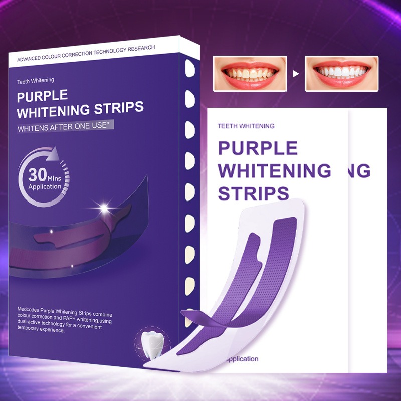 V34 Purple Glowing Dry Tooth S - огляд і ціна Teeth Whitening Strips Crest