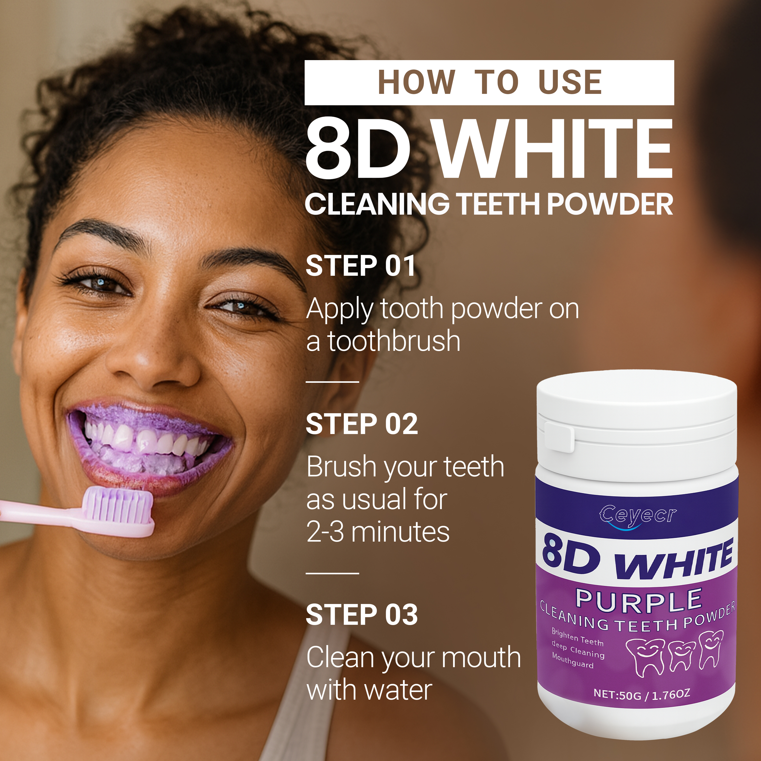 8D white Teeth Whitening Powde - огляд і ціна Teeth Whitening Instant