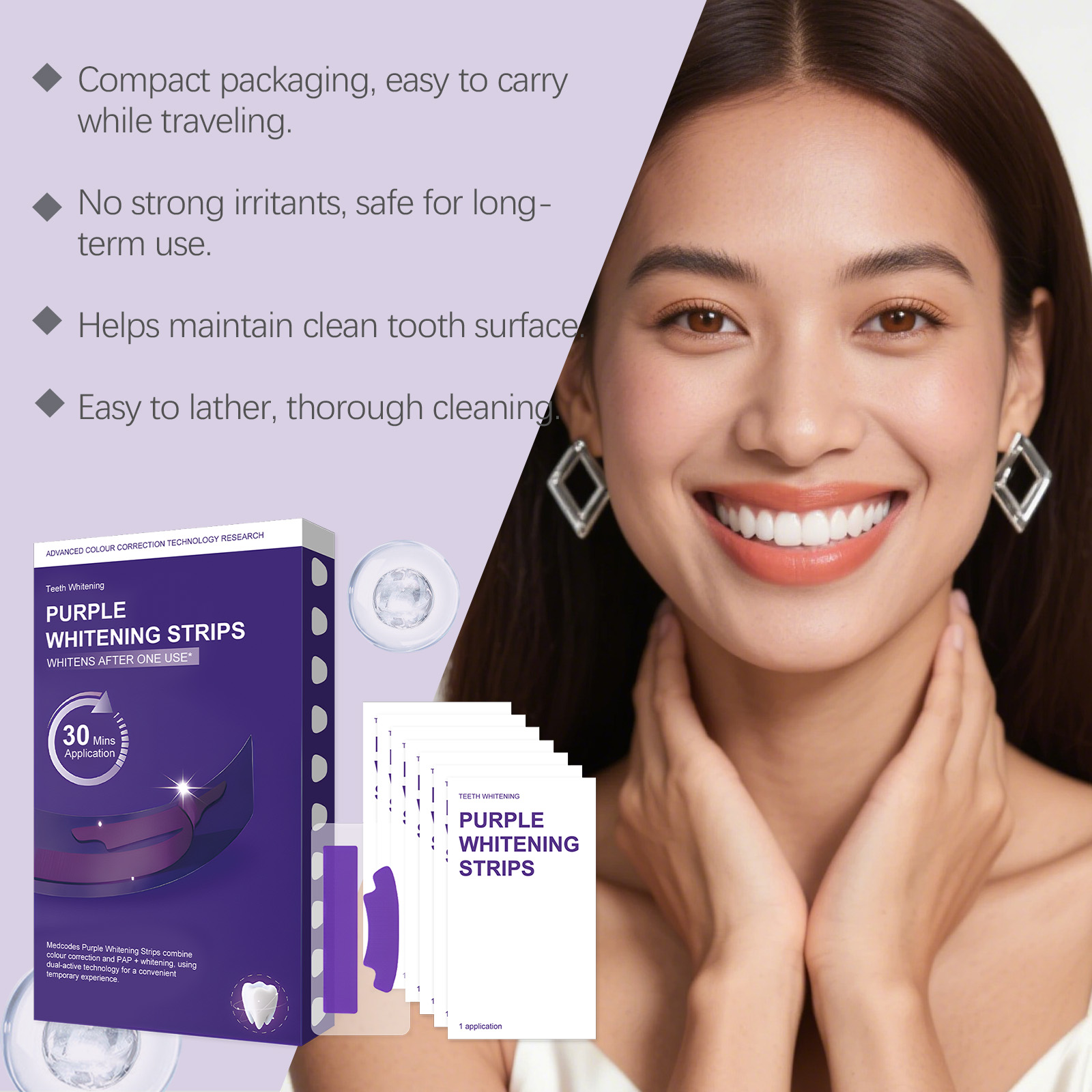 Purple Teeth Whitening Strips  - огляд і ціна Teeth Whitening Strips Crest