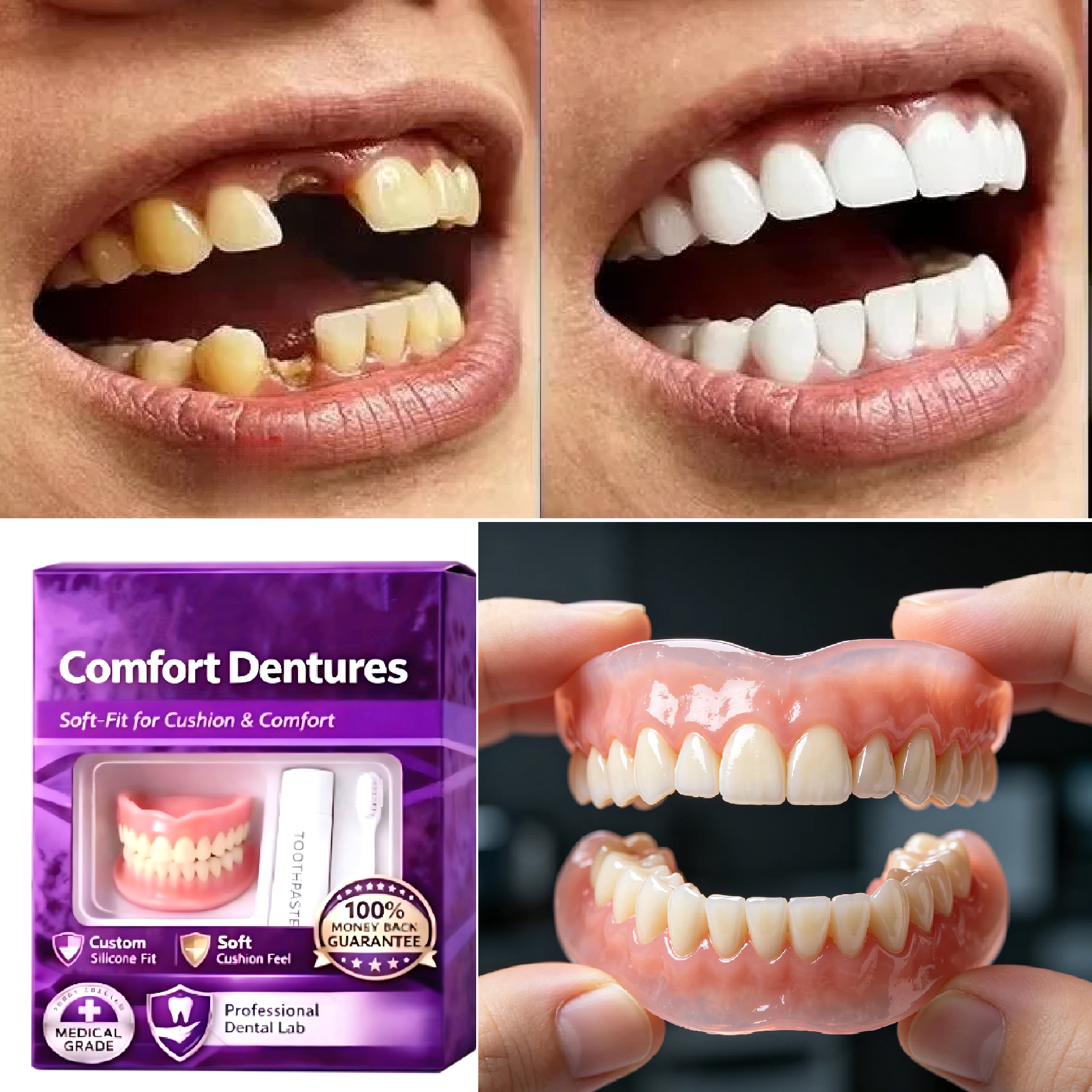 Full Set Natural Dentures Uppe - огляд і ціна Teeth Whitening Instant