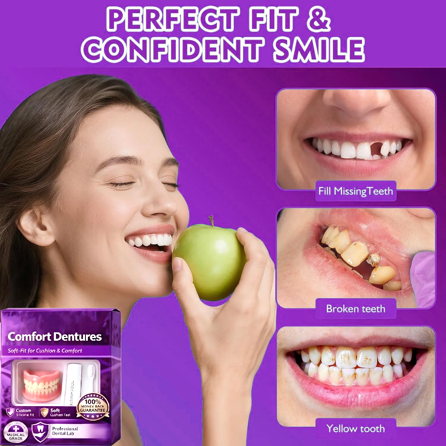 Full Set Natural Dentures Uppe - огляд і ціна Teeth Whitening Instant